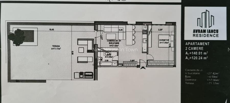 Apartament 2 camere cu terasa panoramica 71 mp | Avram Iancu Residence | Parcare - 1