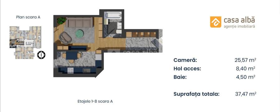 PROIECT NOU | apartament 1 camera LA CHEIE | Pacurari - Alpha Bank - 13