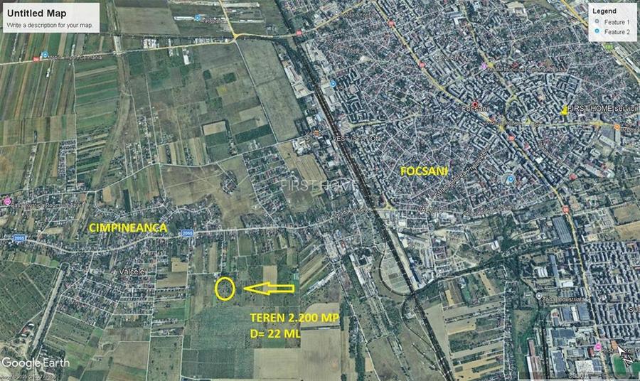 Teren intravilan Cimpineanca, 2.200 mp , d =22 ml,comision 0 % - 2