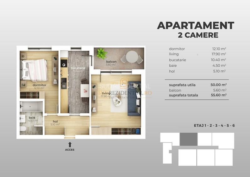 Apartament gata de mutare! 2 camere decomandate, zona Grand Arena Mall - 1