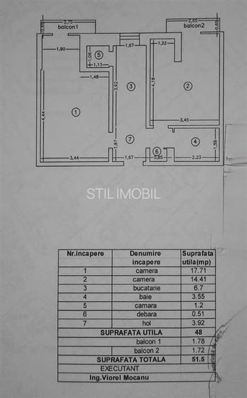 Ap. 2 camere CD, 51.5mp,  et. intermediar, Podu Ros - 12