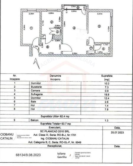 Vanzare apartament cu 3 camere(Neacsu)Micro 19, sup 64 mp, 67.000 euro - 7
