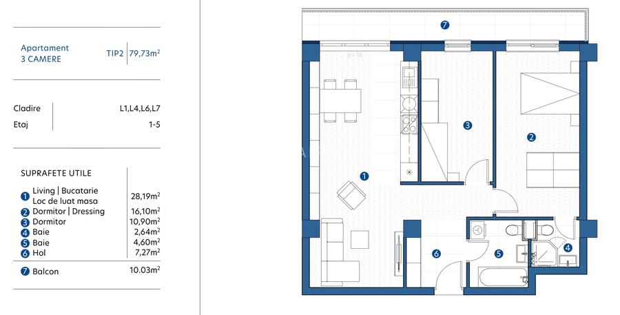 Galata - pe Iasi! Apartament 3 camere, 2 bai, 80 mp, pret cu tva inclus - 3