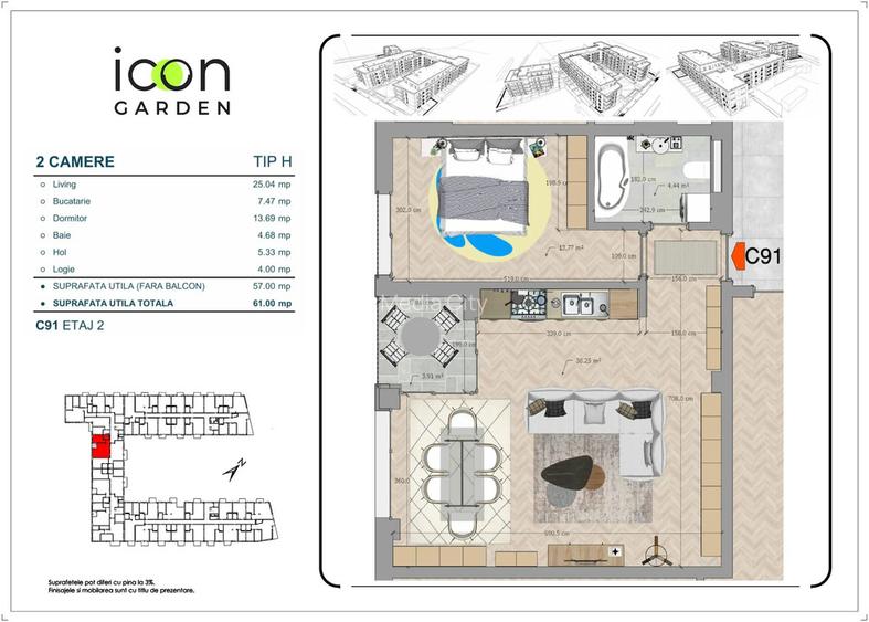 2 camere, ansamblu nou, finalizat. Programează o vizionare! - 6