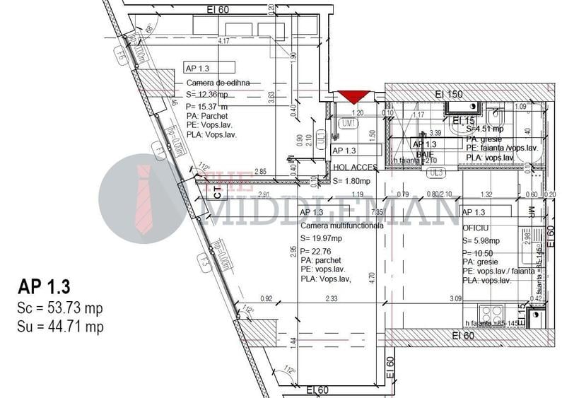 Studio dublu  cu 44 mp utili langa Mall Veranda - 2
