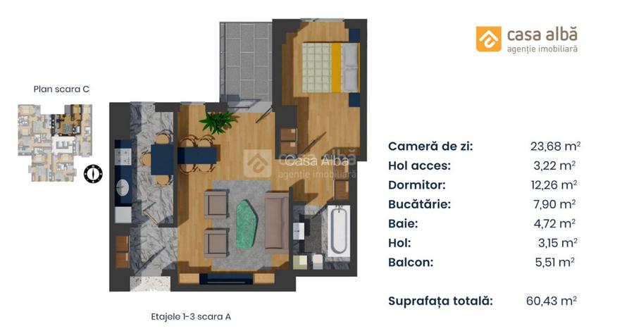 PROIECT NOU | apartament 2 camere LA CHEIE | Pacurari - Alpha Bank - 16