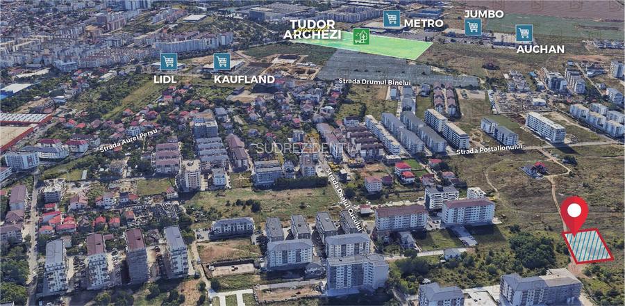Teren de vanzare 592 mp, zona Grand Arena Mall – Postalionului, Sect.4 - 4