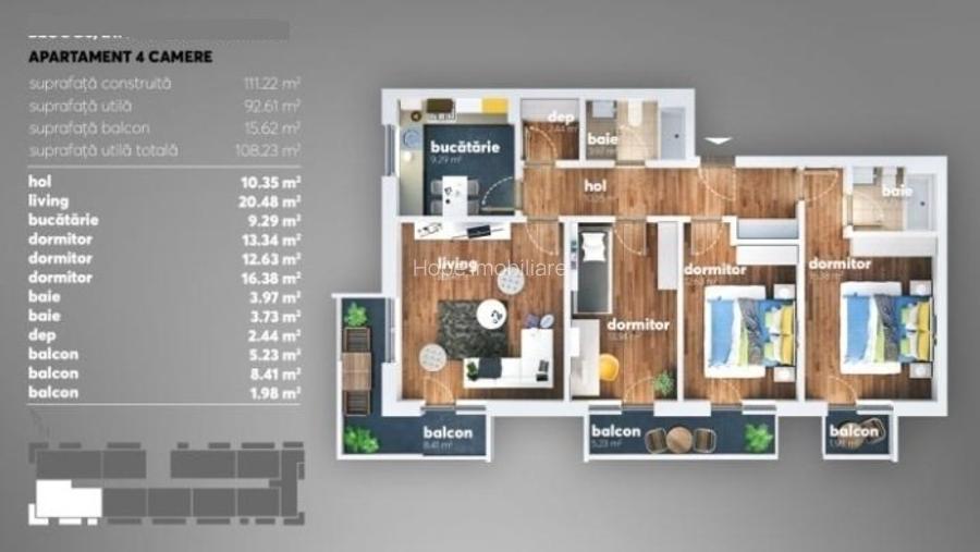 Berceni- Grand Kristal - Apartament 4 camere decomandat, parcare - 9