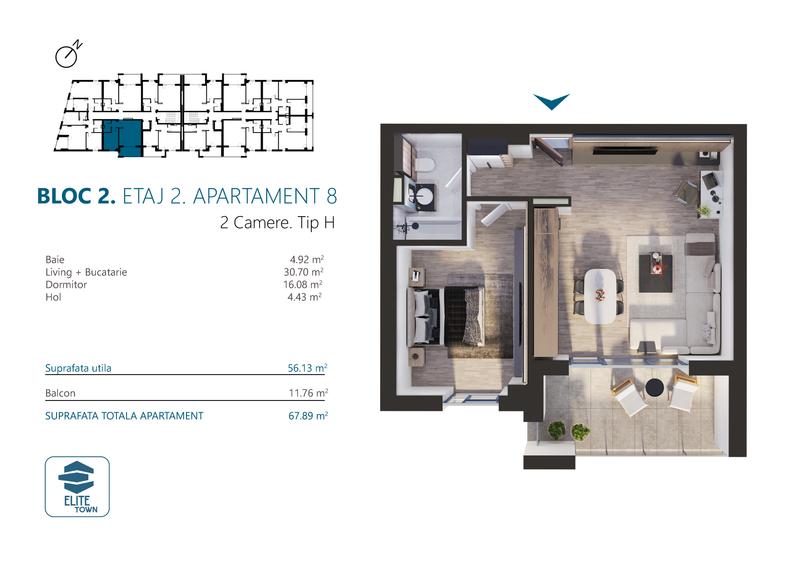 Elite Town Timisoara - Apartament 2 camere | TORONTALULUI - METRO 2
