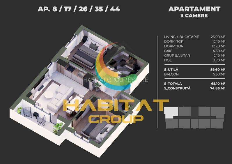 Apartament 3 Camere Open Space 64.5 Mp Sector 4 Grand Arena - 2