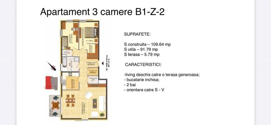 Apartament 3 camere complet utilat | 2 băi | balcon | loc de parcare - 1