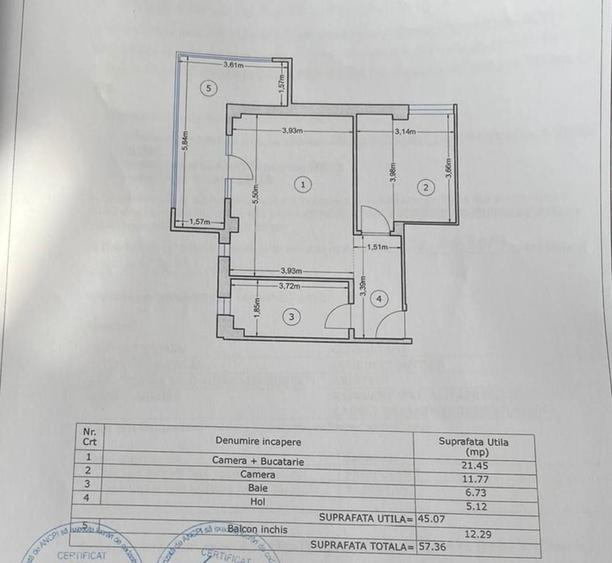 Vă propune spre vânzare un apartament 2 camere complet mobilat