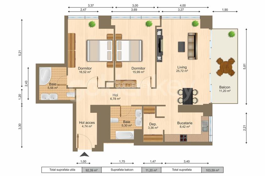 Apartament cu 3 camere in complex | terasa cu vedere - 1