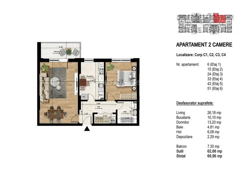 Apartament 2 camere balcon Popesti-Leordeni - 3