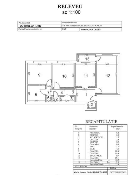 Apartament 3 camere decomandat, 2 băi, Strada Moinești 14 - 1
