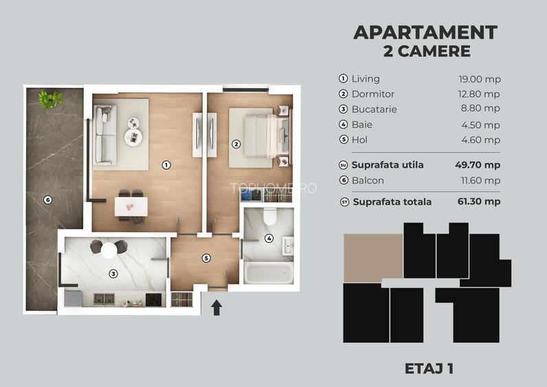 Berceni Sfintii Brancoveni - 2 camere complet decomandat Acte Gata Etaj 1 - 5