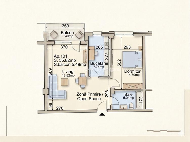 COMISION 0% | Apartament 2 Camere | Complex Avella | 56 mp utili | Parcare | - 7