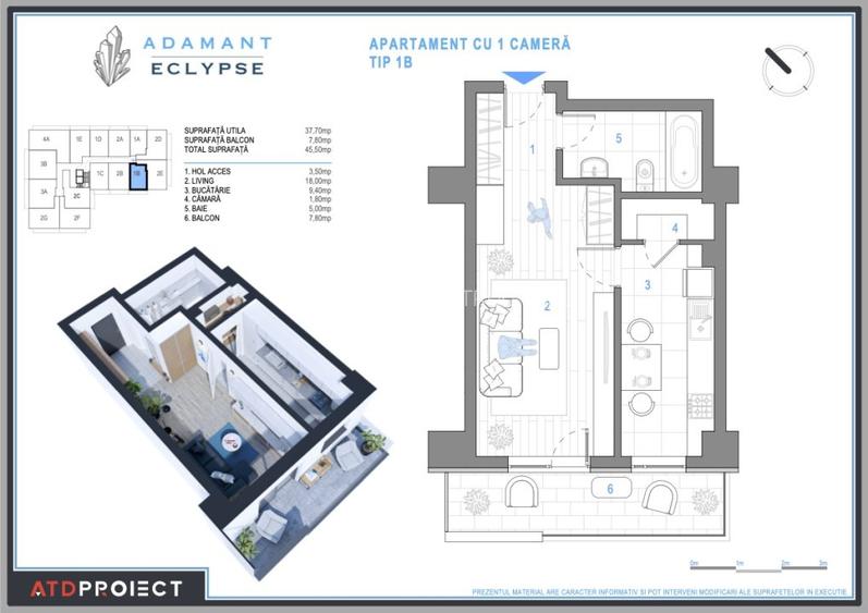 ADAMANT ECLYPSE, 1 camera decomandat, TIP 1B, 45,5 mp - 2