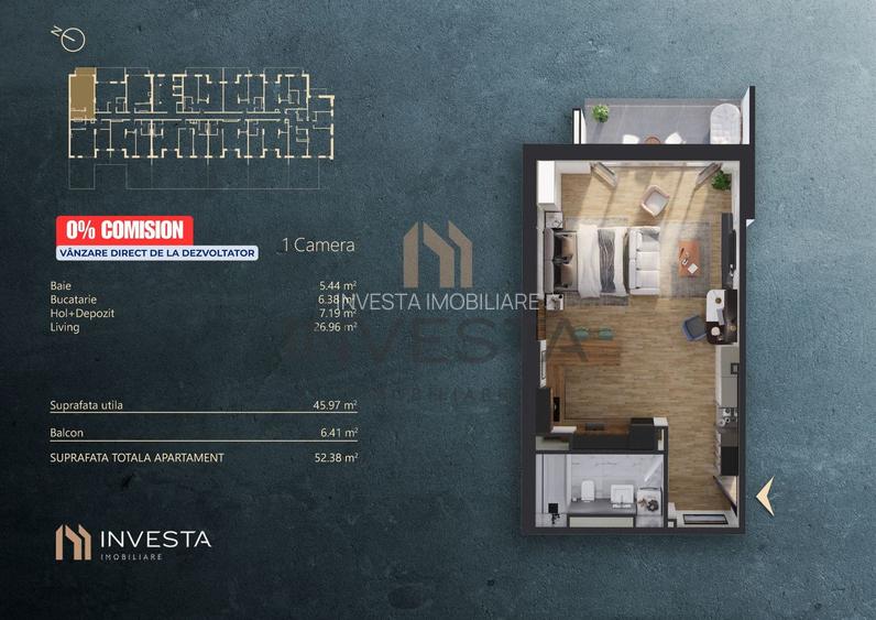 NOU pe Piata - 0% Comision -  Apartament 1 camera - cladire nZEB - 1