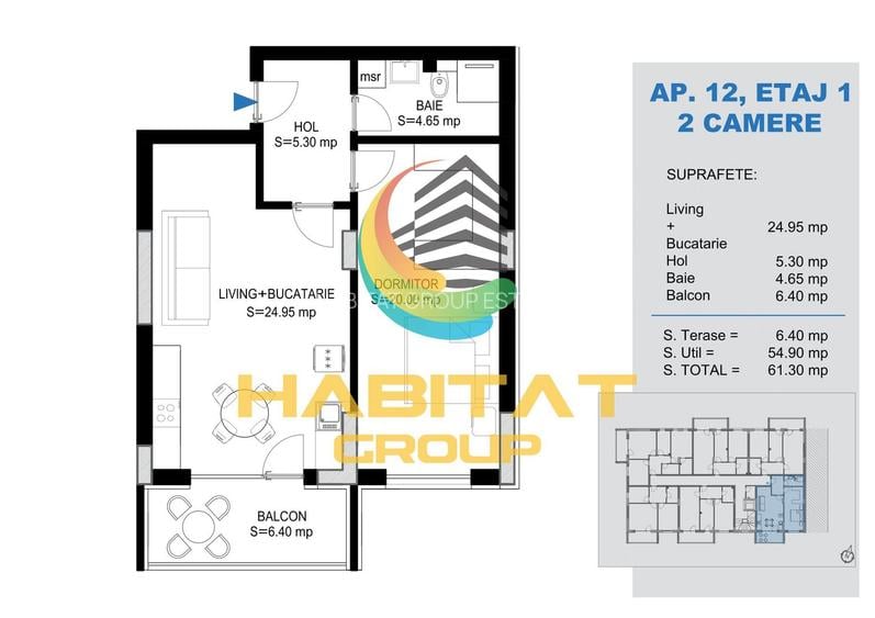 Pallady 2 camere tip studio 61 mp la 15 min. metrou N.Teclu - 2