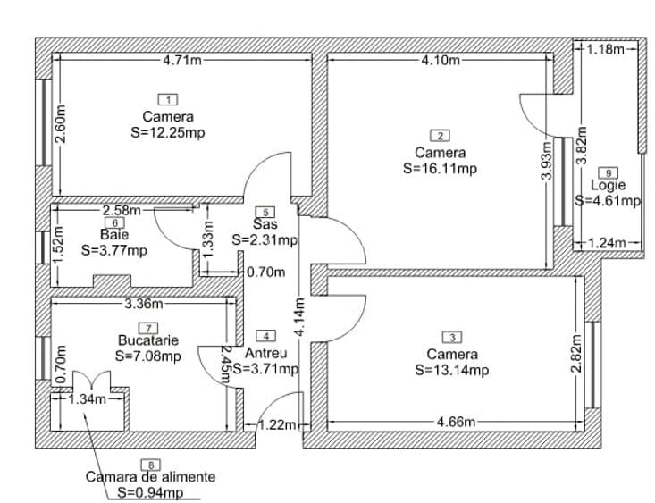Apartament 3 camere, de vânzare, decomandat, zona Complex Hermes - 8