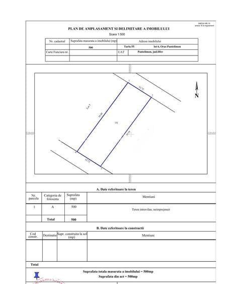 Teren intravilan Pantelimon | 500 MP | POT 35% | CUT 1.3 - 1