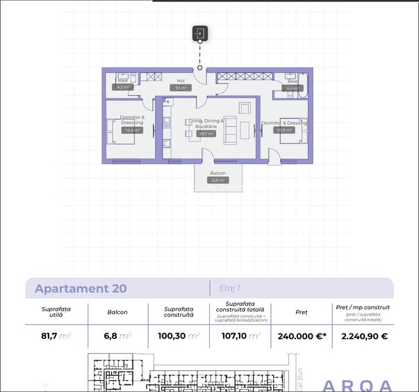 Apartament 3 Camere Arqa Jolie Village Pipera - 1