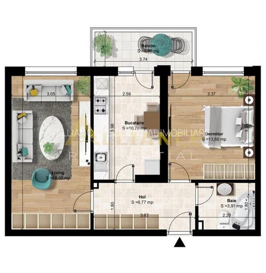 { Miraslau } 10 minute de metrou { Apartament 2 camere } - 3