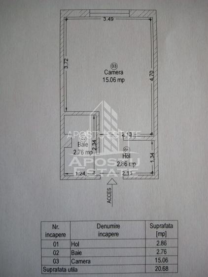 Garsoniera de vanzare ,etaj 3, 22 mp, zona Aradului Timisoara - 7
