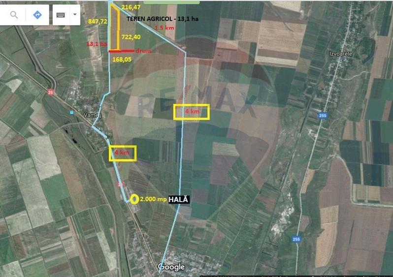 Teren agricol 13,1 ha + Hală 700 mp + Utilaje Agricole - Piscu, Galati