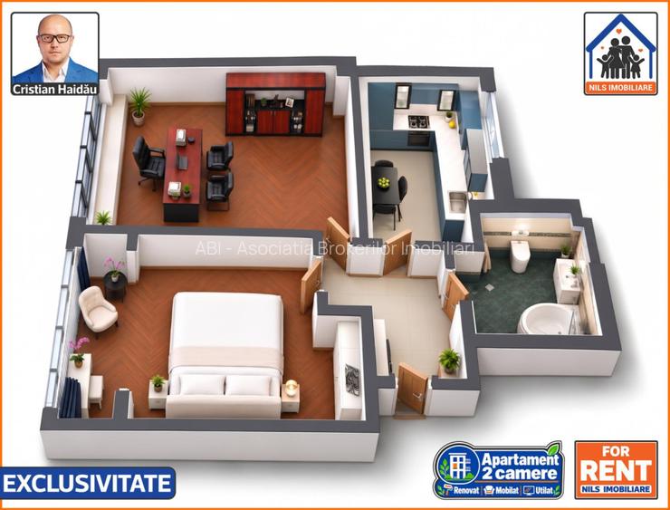 Apartament / Birou | 2 camere | Renovat | Mobilat | Utilat | Tineretul - 8