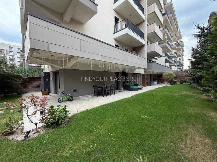 Apartament în Arcadia Domenii,230mp curte,3 parcări incluse