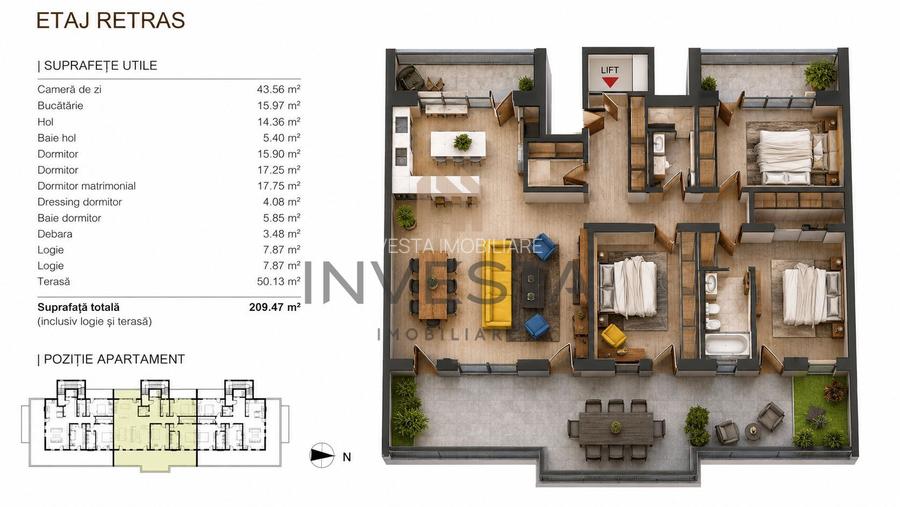 Penthouse 143 mp utili | Lift Privat | Terasa Panoramica 50 mp! - 1