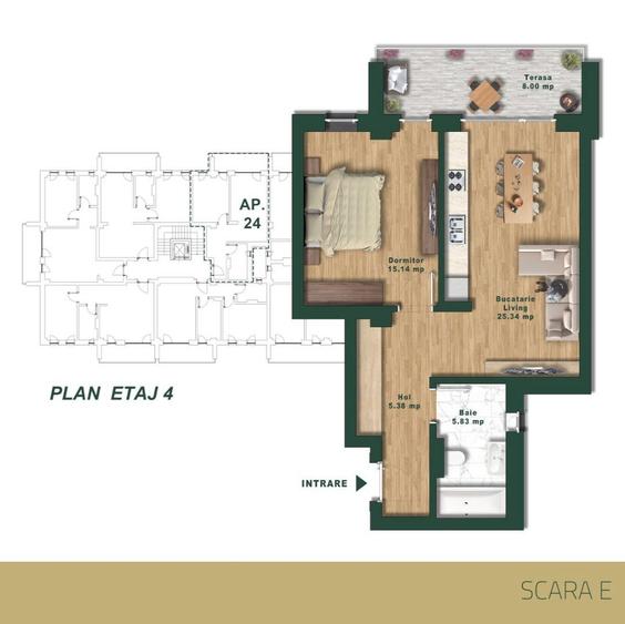 Apartament 24 E -2 camere-Future Residence-Zona Torontal-Piscina privata