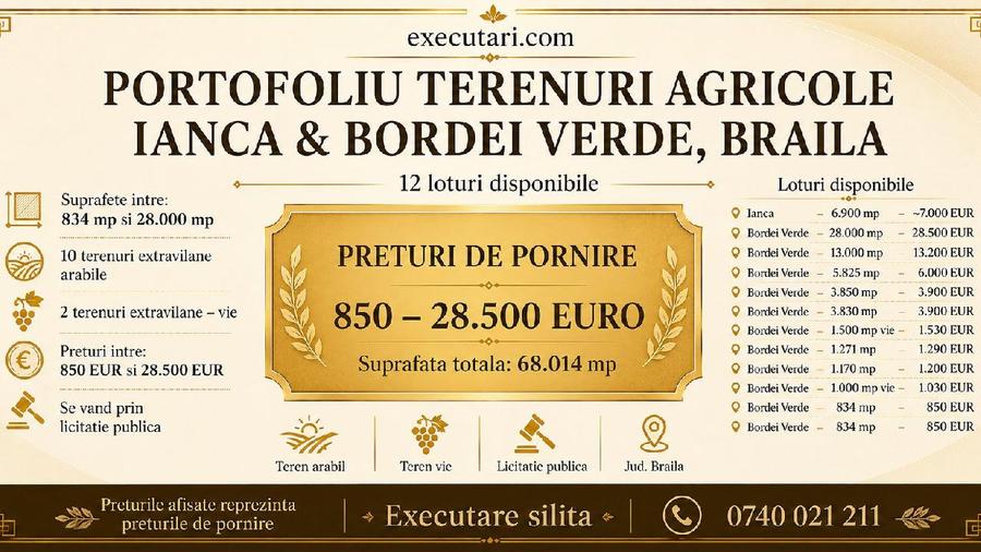 Terenuri agrigole - Ianca si Bordeiul Verde - Braila