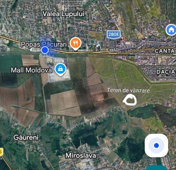 Teren intravilan 500 mp de vânzare Iași - Zona Apărătorii Patriei / Șes Bahlui, lângă Mall Moldova și Cartier Dacia - 50 euro/mp