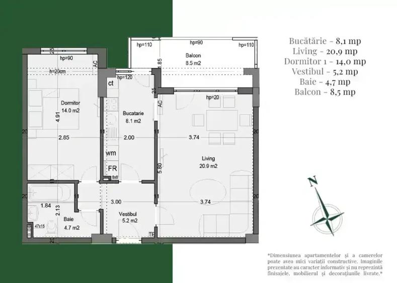 2 camere decomandat | 61 mp | Calitate premium | PROIECT NOU