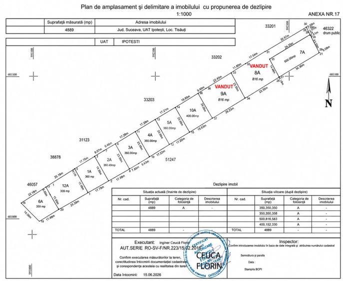 Teren parcelabil la cerere, 300 mp - 2000 mp, zona rezidențială Tisauti