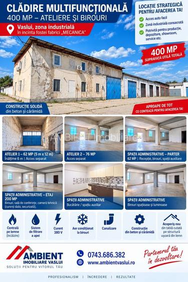ANSAMBLU INDUSTRIAL HALĂ + CLADIRE BIROURI, 686 mp, VASLUI - ZONA INDUSTRIALĂ - 3