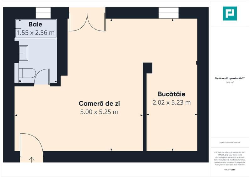 Apartament 1 cameră + bucătărie, Zona Torontalului
