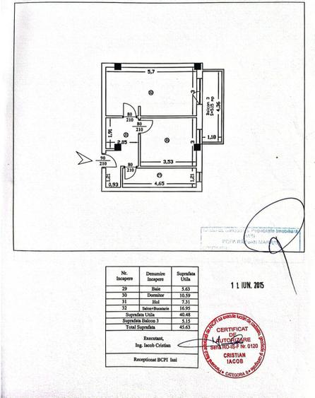 Apartament 2 camere, 45,5 mp, zona Lunca Cetatuii