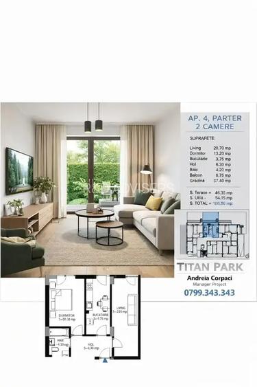 2 camere cu grădină – 12 min metrou Nicolae Teclu - 2