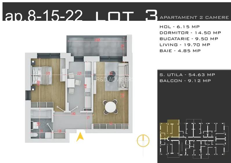 2 Camere decomandat parcare GRATUIT 15 min metrou, Theodor Pallady - 2