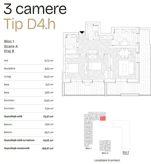 PRIMA ASTERA | FAZA I Apartament cu 3 camere tip D4 - 1
