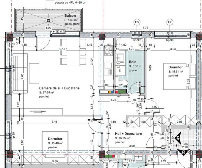 De vânzare apartament nou, finisat 3 camere, 74 mp. - Comuna Baciu - 13