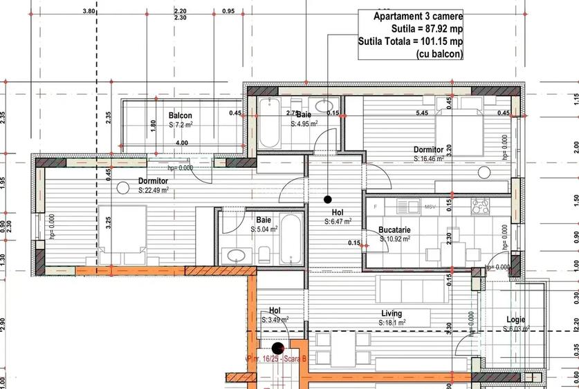 Ap 3 Camere 2 balcoane  88mp Utili 2 bai 1 Decembrie 1918 Ozana Metrou - 2