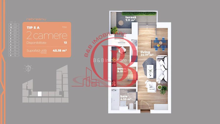 2 camere– Titan – Auchan 1 Decembrie 1918- Metrou Titan - 1