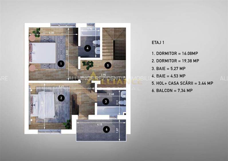[Teren 300 mp] Vila cu 3 camere - 3 bai | Primarie - 10