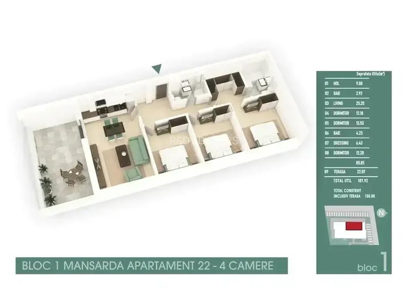 Apartament 4 Camere cu Terasa 10 min Metrou Bloc Finalizat - 4