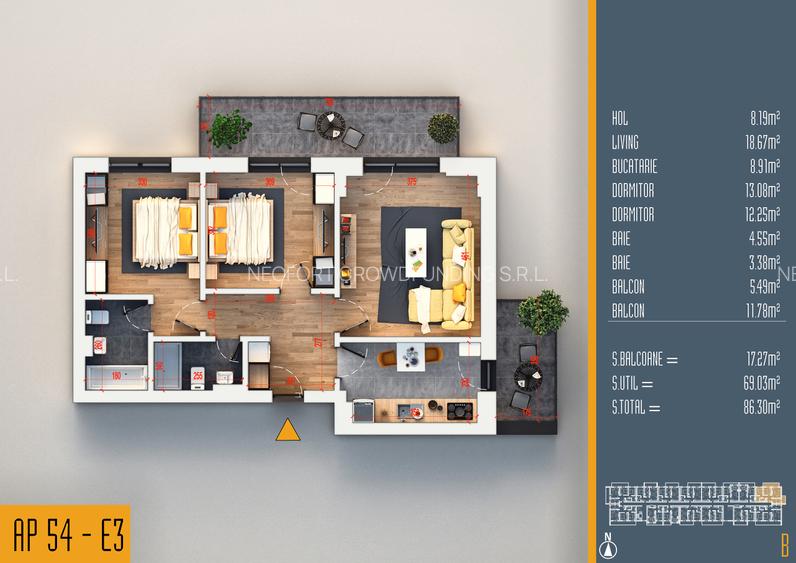 Neofort 84- 3 Camere Decomandat Pallady | Încălzire Pardoseală | Parcare Inclusa - 15